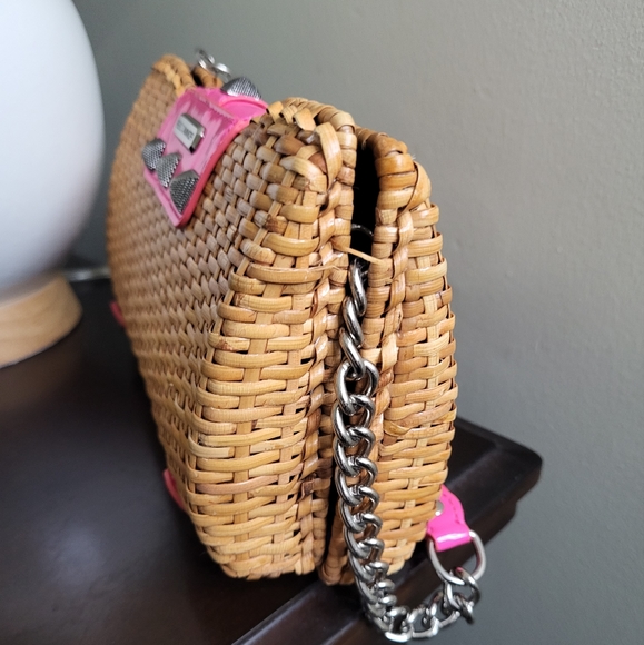 Rebecca Minkoff Woven Straw Studded Mini Shoulder Bag - Picture 5 of 6
